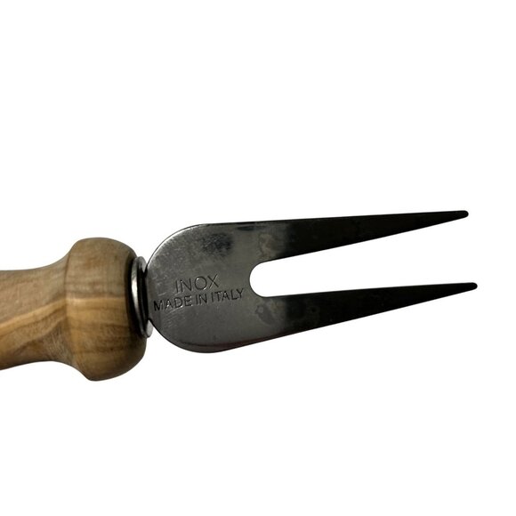 Olive Wood Cheese Knife Pick gift Set Mediterranean Italian Stainless Blade - Picture 2 of 5